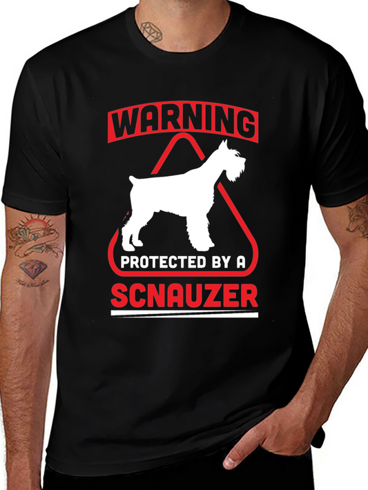 Warning Protected by a Schnauzer Black T-Shirt