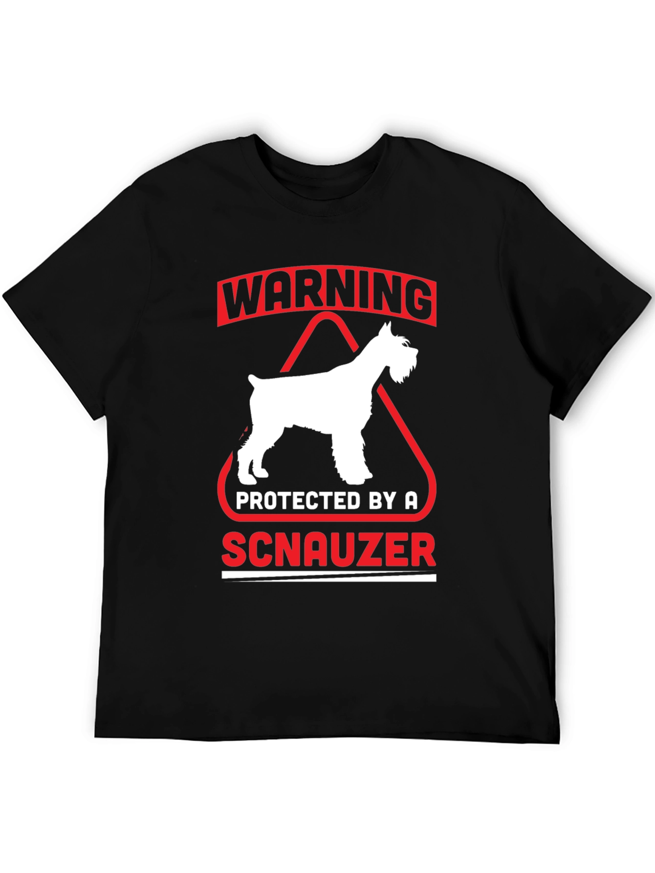 Warning Protected by a Schnauzer Black T-Shirt