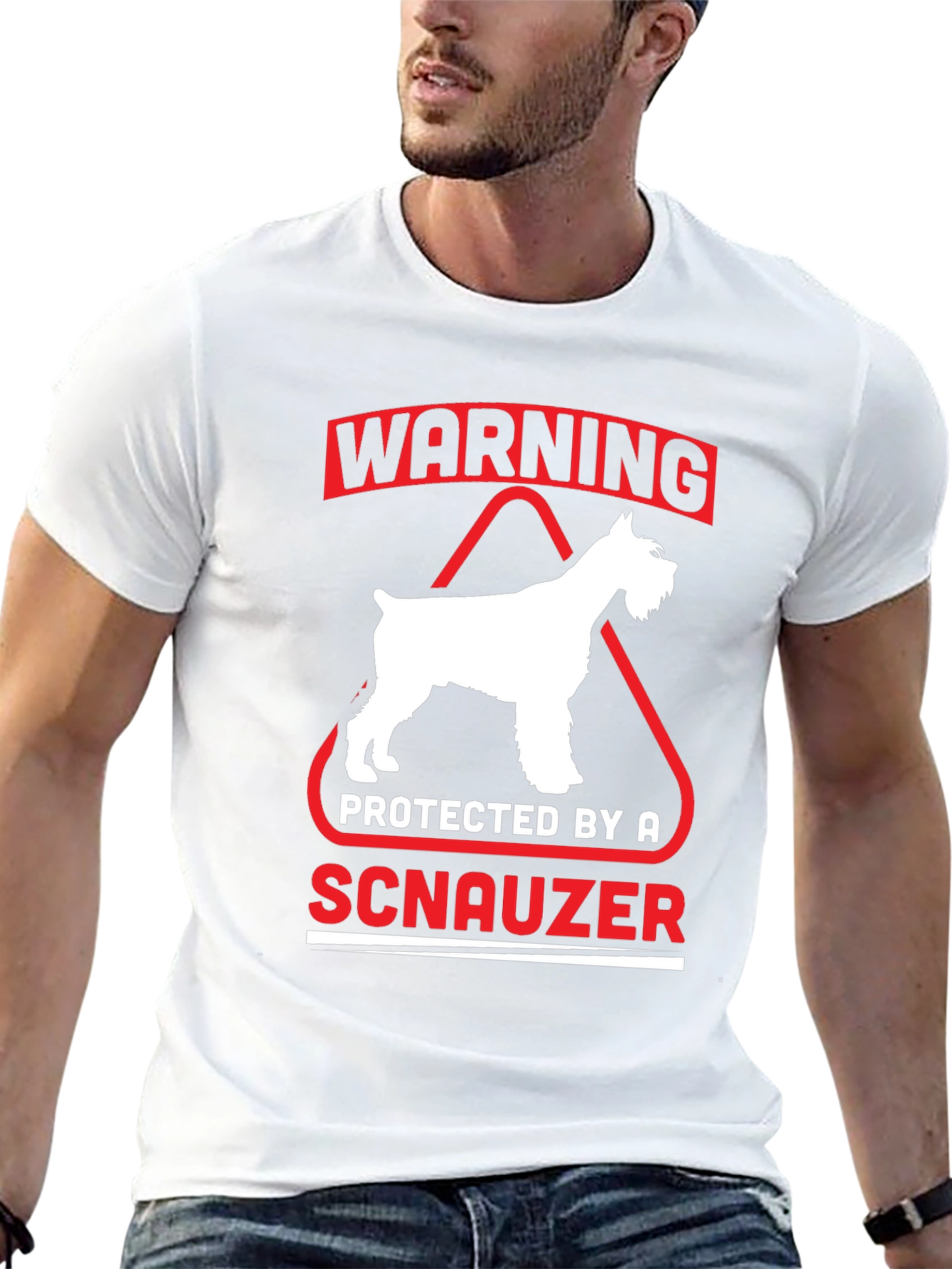Warning Protected by a Schnauzer Black T-Shirt