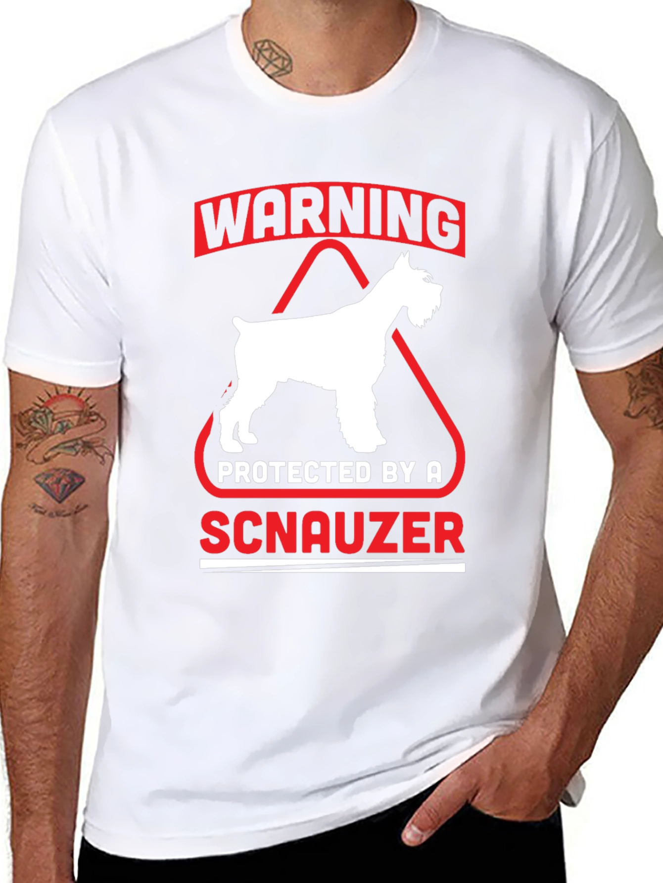 Warning Protected by a Schnauzer Black T-Shirt