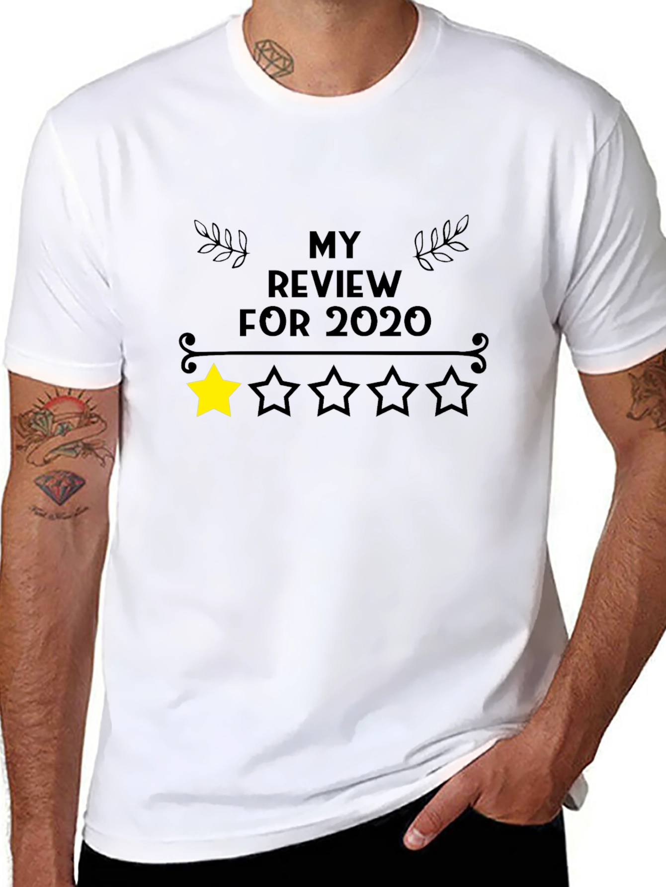 2020 One Star Review T-Shirt - Black Cotton Tee