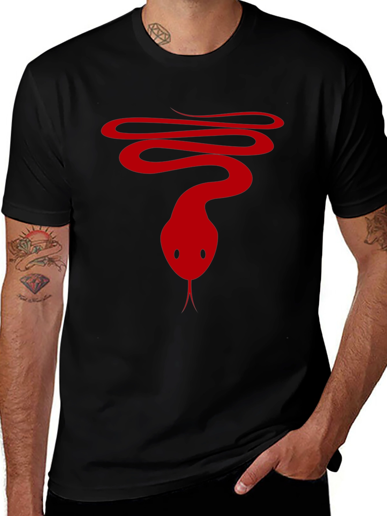 Snake Graphic Tee - Mens Black Cotton T-Shirt