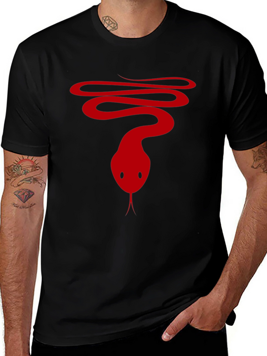 Snake Graphic Tee - Mens Black Cotton T-Shirt