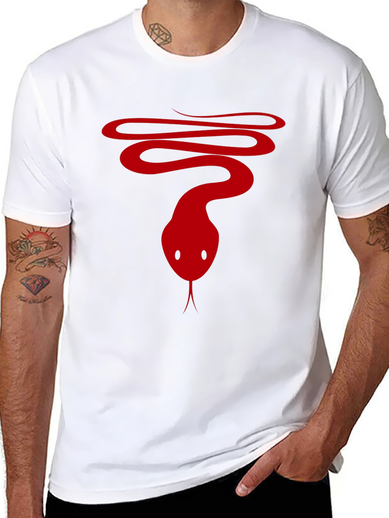Snake Graphic Tee - Mens Black Cotton T-Shirt