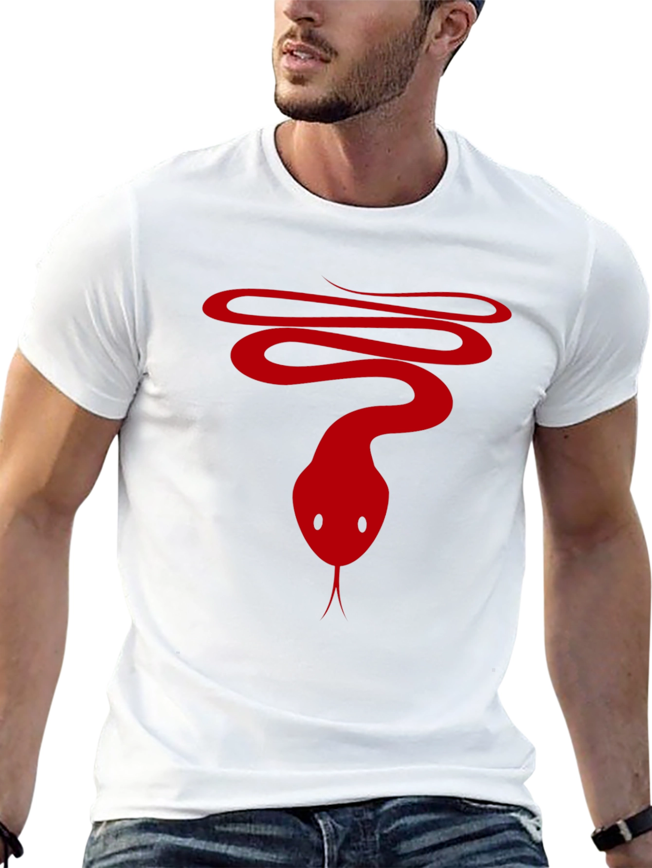 Snake Graphic Tee - Mens Black Cotton T-Shirt