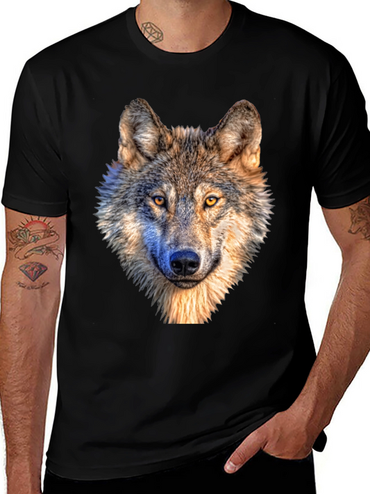 Wolf Graphic Tee - Mens Short Sleeve Animal Print Shirt