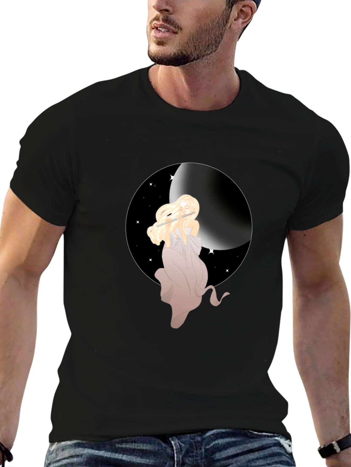 Moon Goddess Graphic Tee - Stylish Black T-Shirt