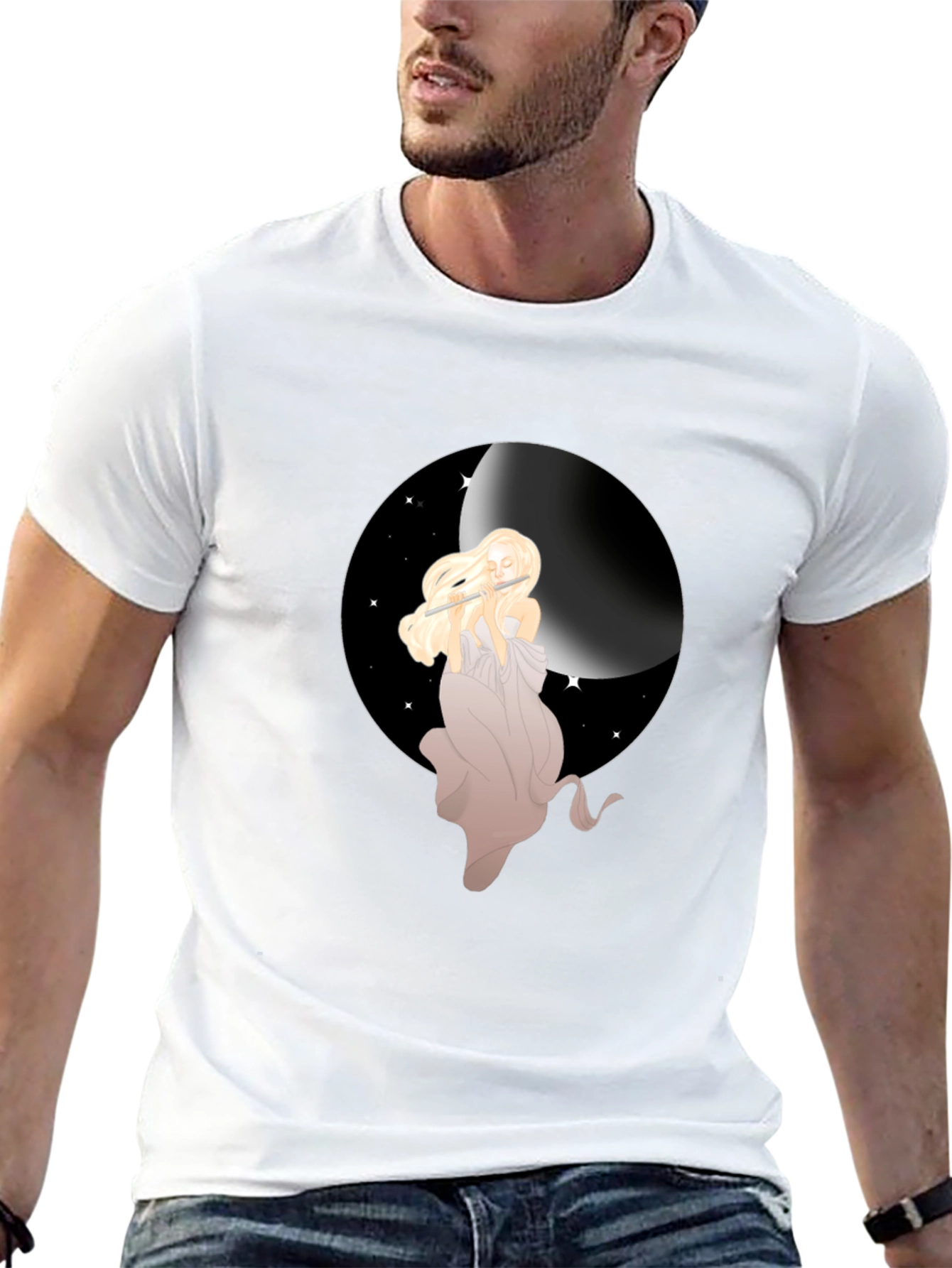 Moon Goddess Graphic Tee - Stylish Black T-Shirt