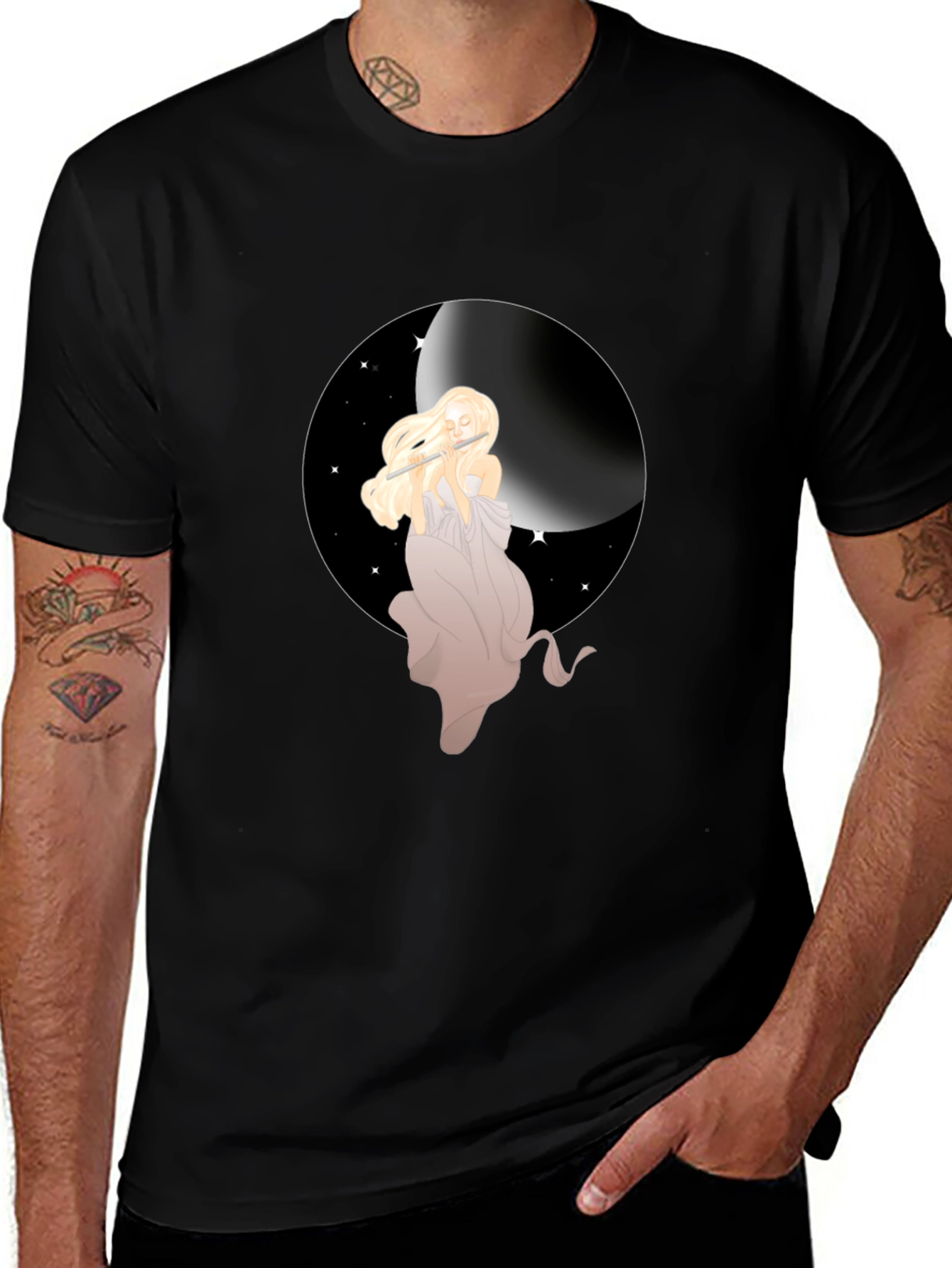 Moon Goddess Graphic Tee - Stylish Black T-Shirt