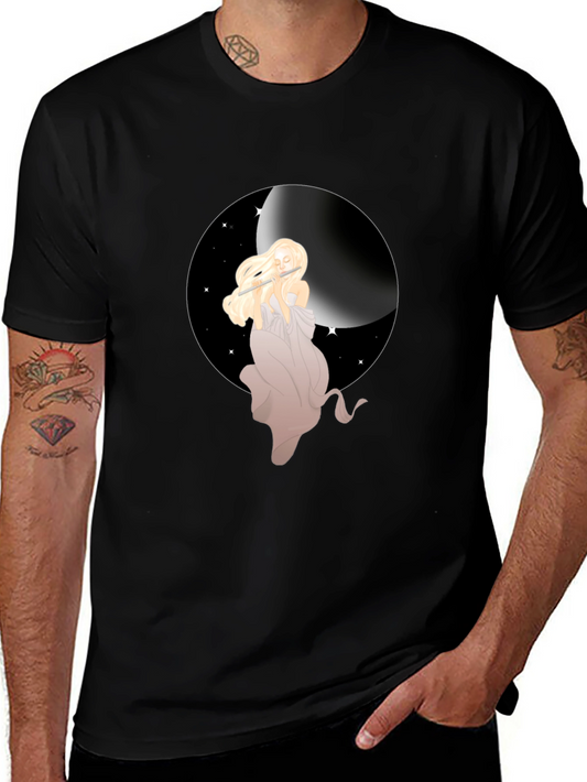 Moon Goddess Graphic Tee - Stylish Black T-Shirt