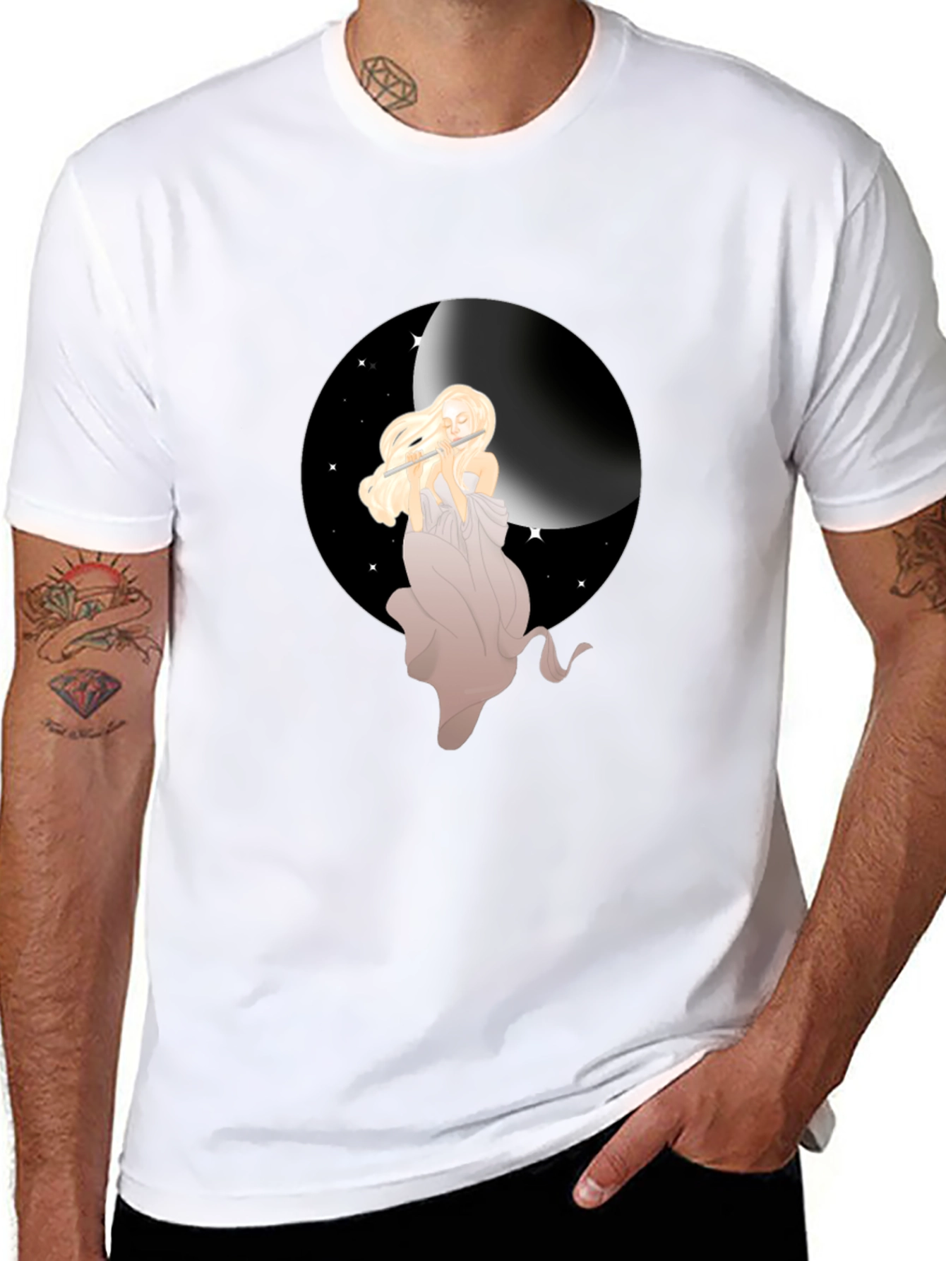 Moon Goddess Graphic Tee - Stylish Black T-Shirt