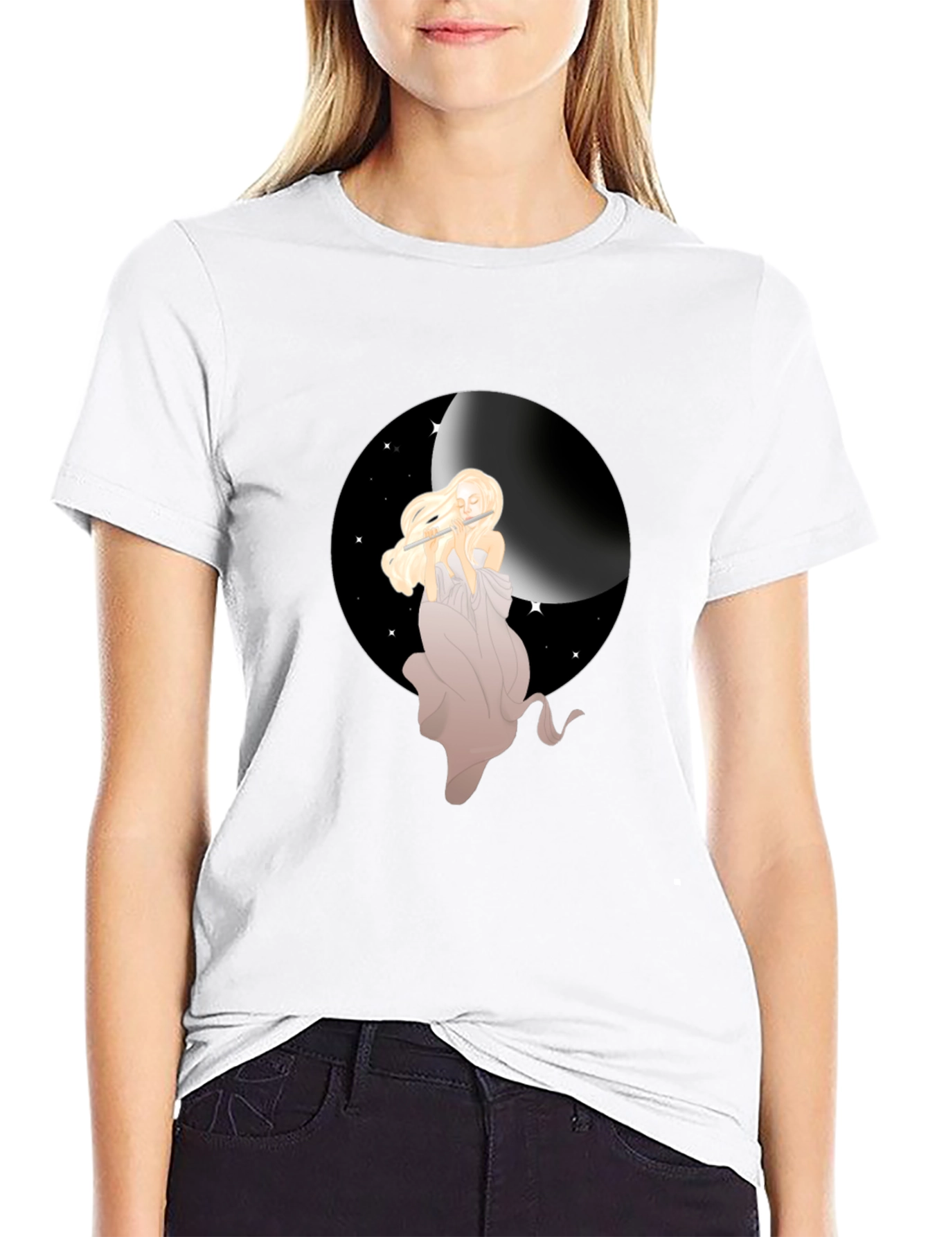 Moon Goddess Graphic Tee - Stylish Black T-Shirt