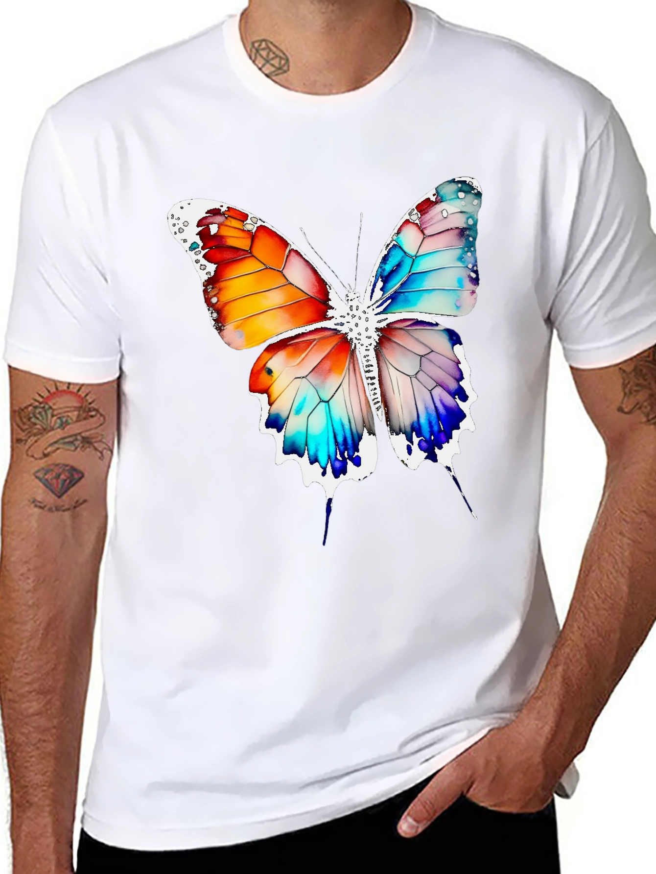Butterfly Graphic Print Crew Neck T-Shirt