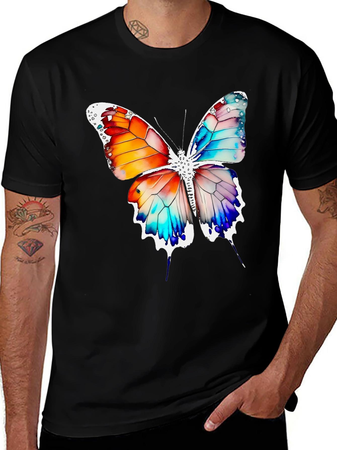 Butterfly Graphic Print Crew Neck T-Shirt