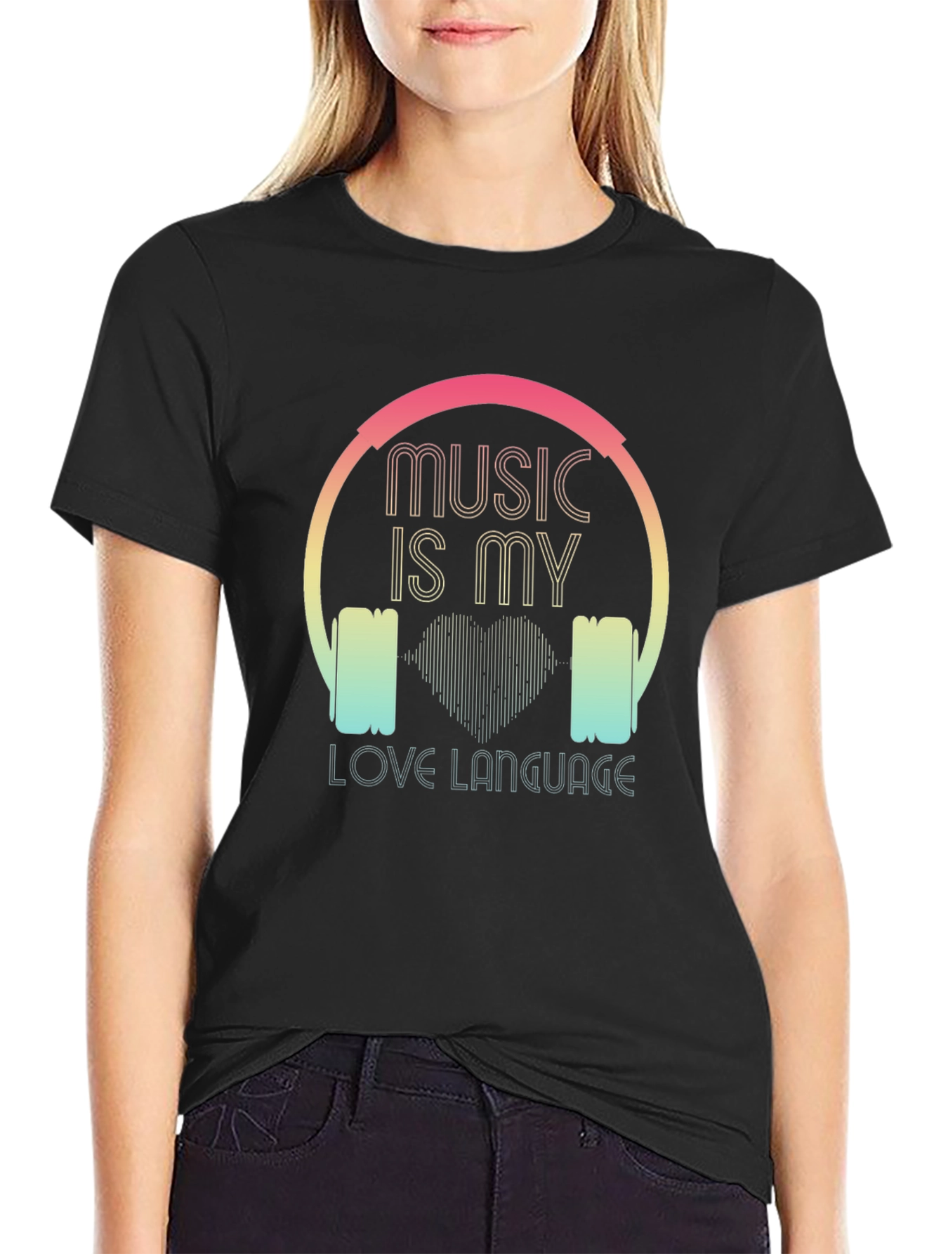 Music is My Love Language Black T-Shirt