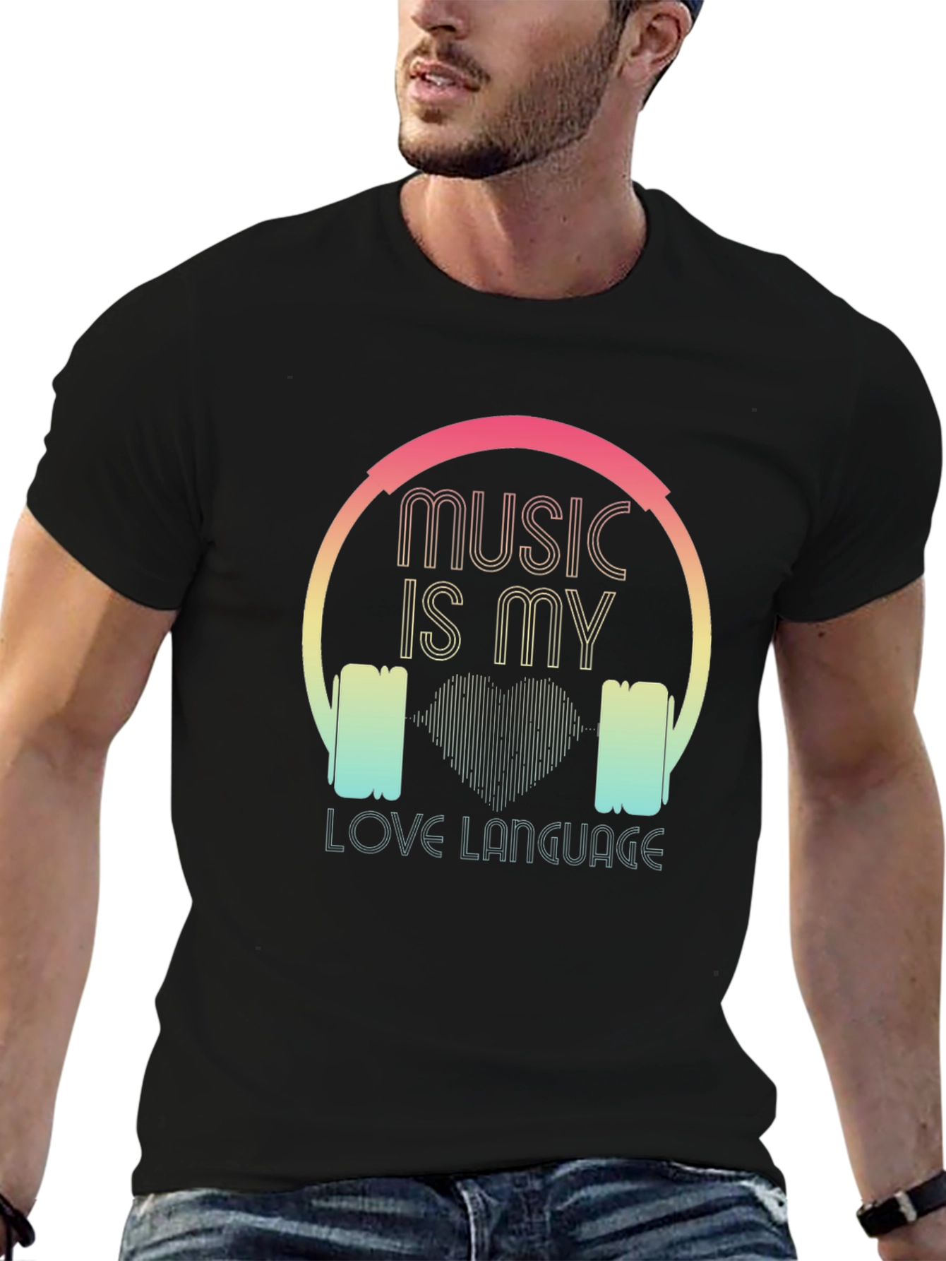Music is My Love Language Black T-Shirt