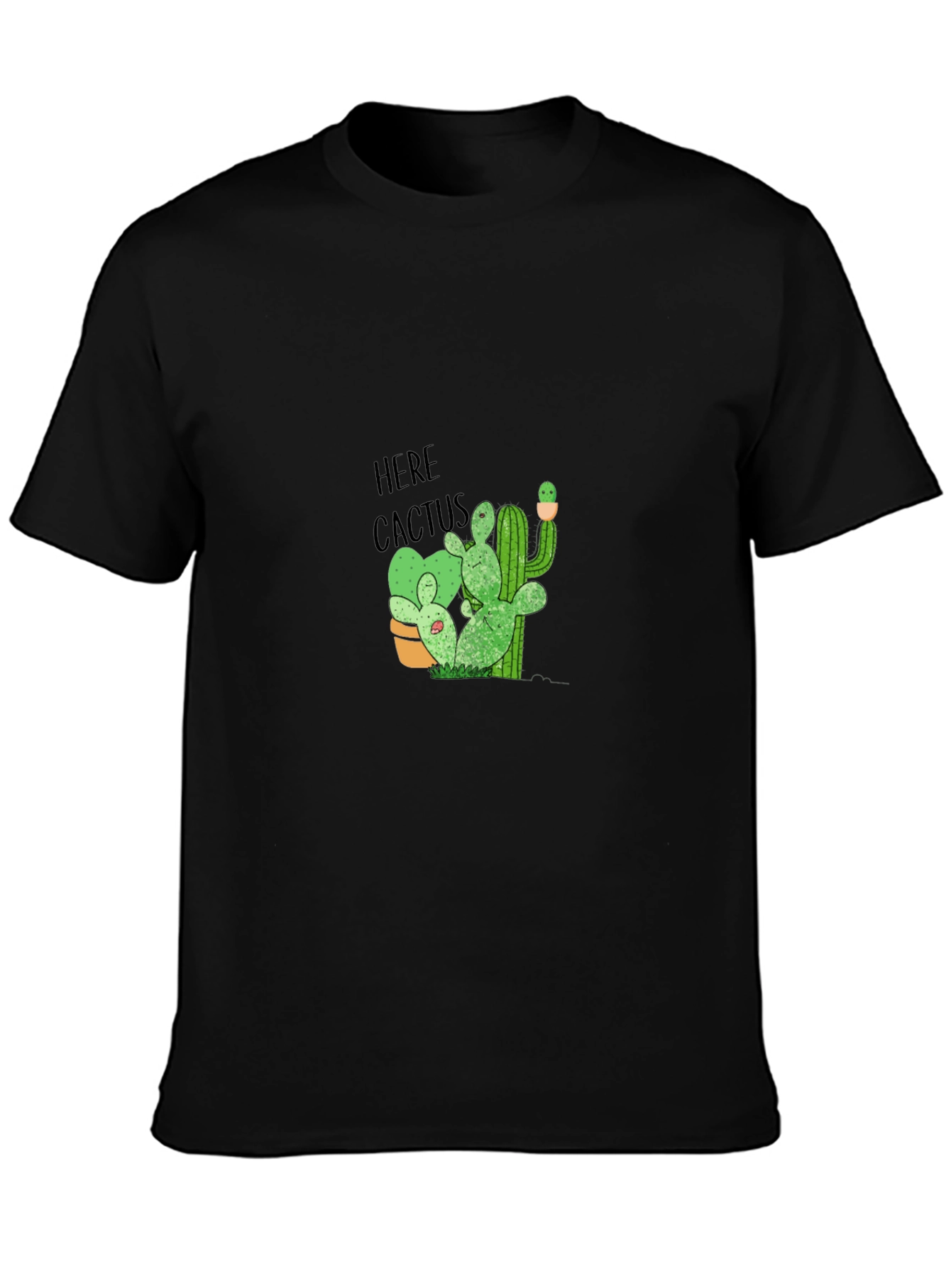 Here Cactus Graphic Print Crew Neck T-Shirt