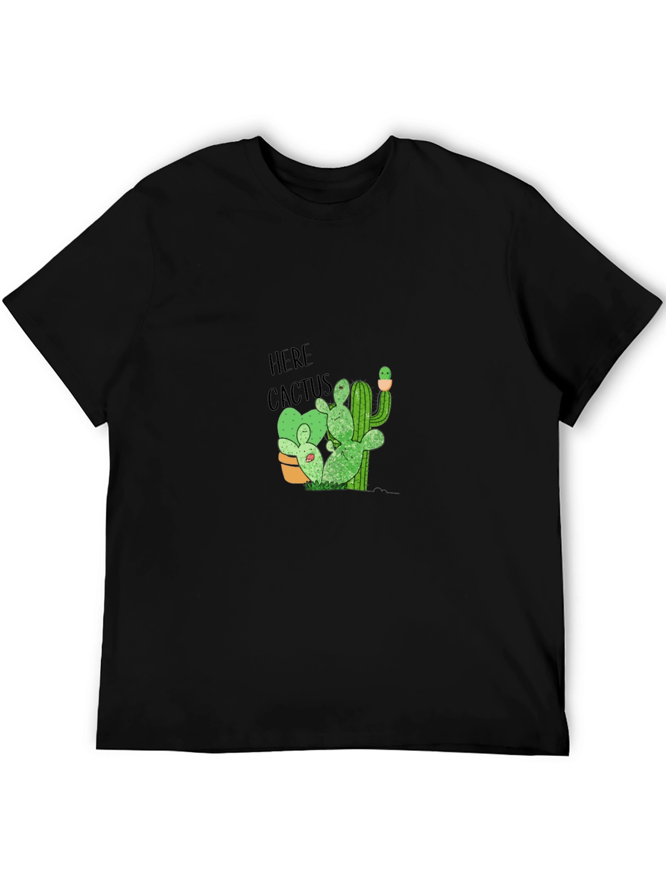 Here Cactus Graphic Print Crew Neck T-Shirt