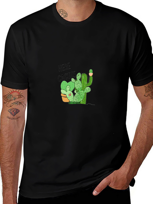 Here Cactus Graphic Print Crew Neck T-Shirt