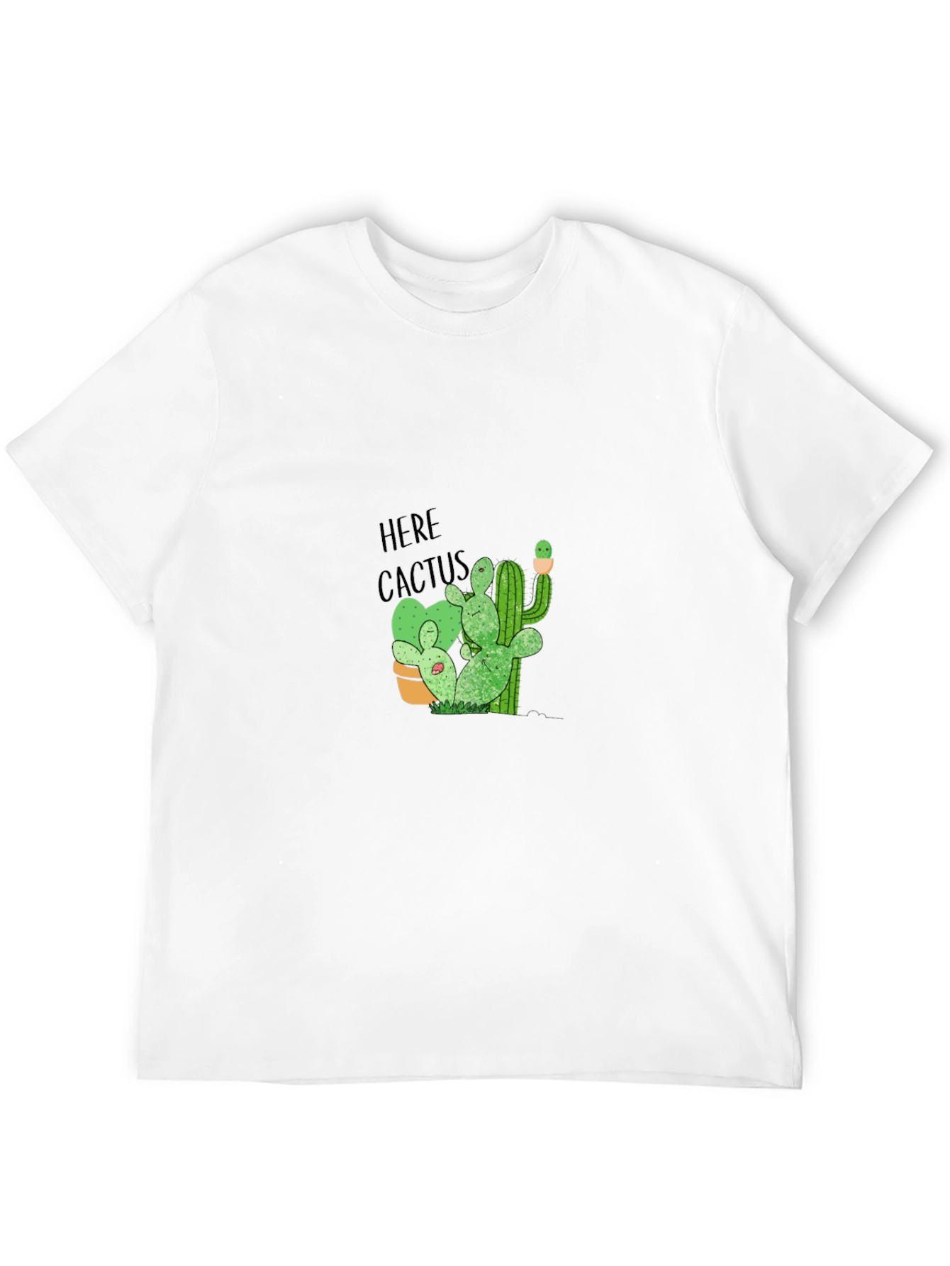 Here Cactus Graphic Print Crew Neck T-Shirt