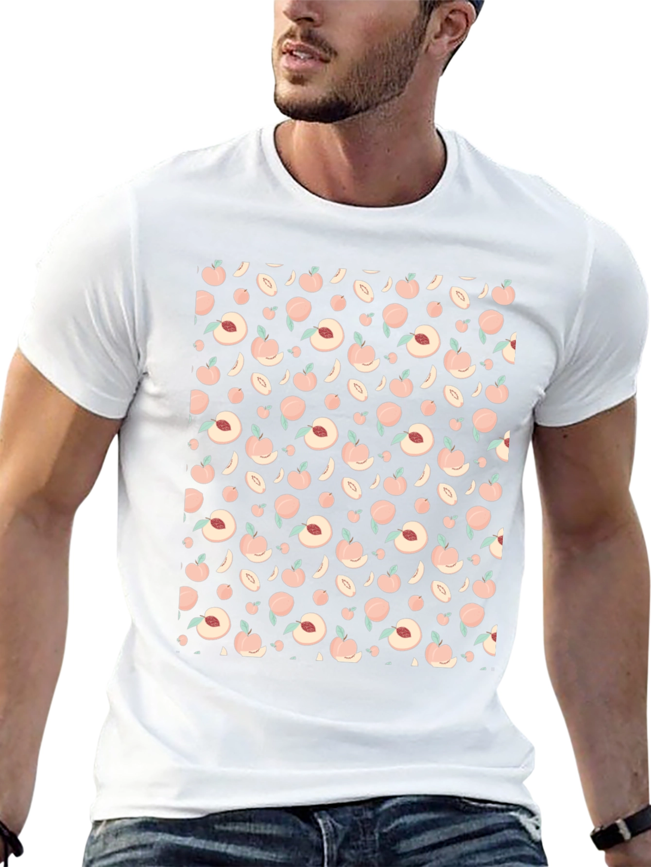 Peach Pattern Black T-Shirt