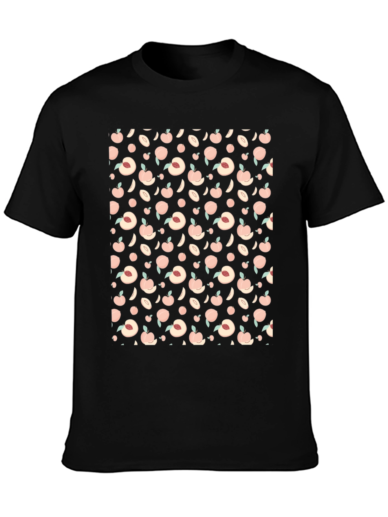 Peach Pattern Black T-Shirt