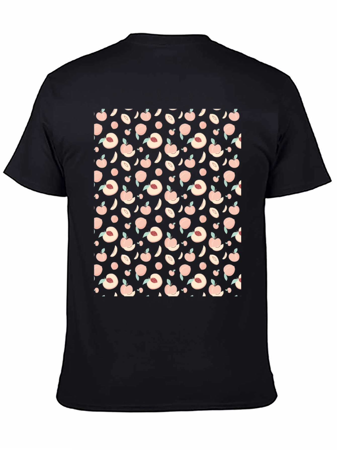 Peach Pattern Black T-Shirt