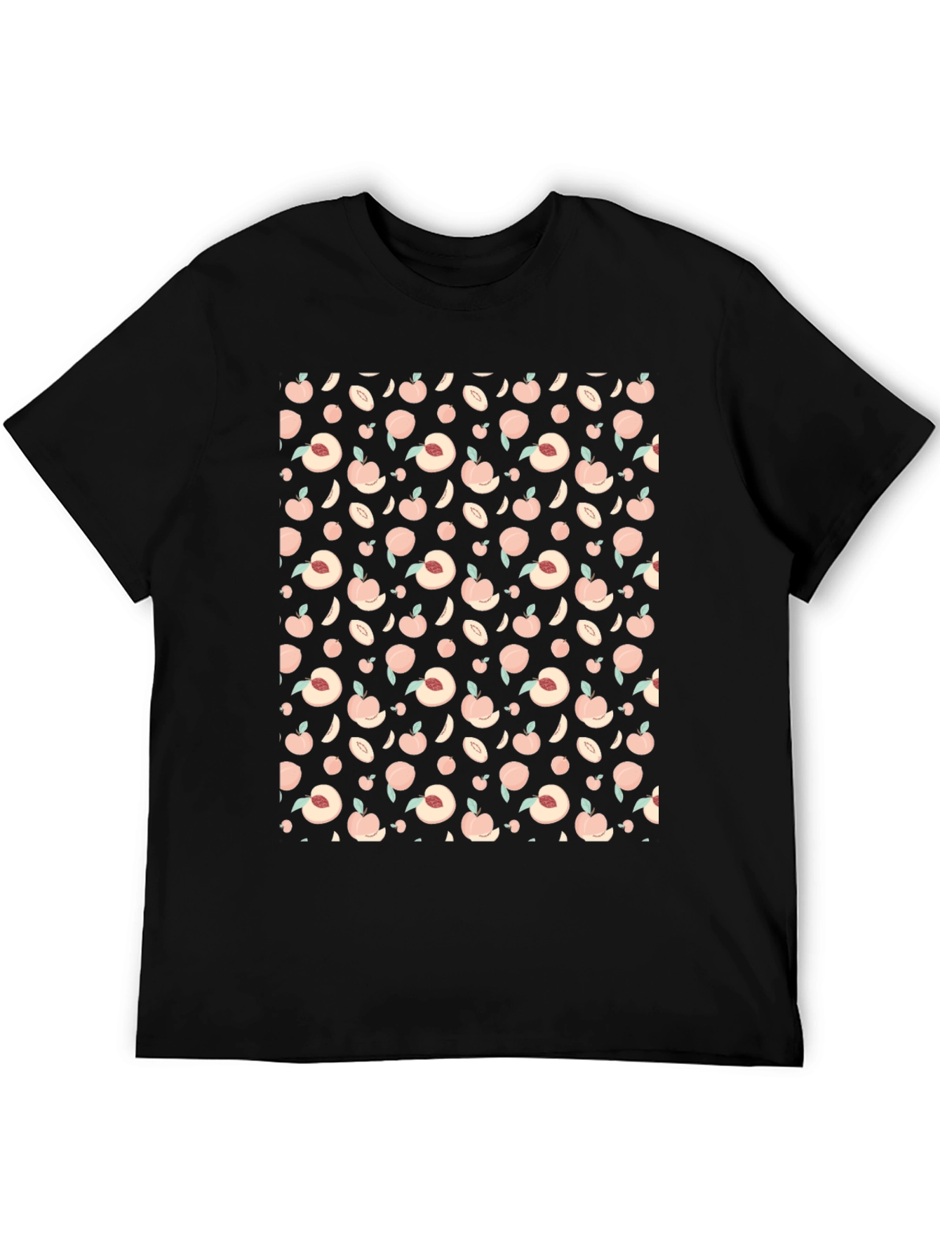 Peach Pattern Black T-Shirt