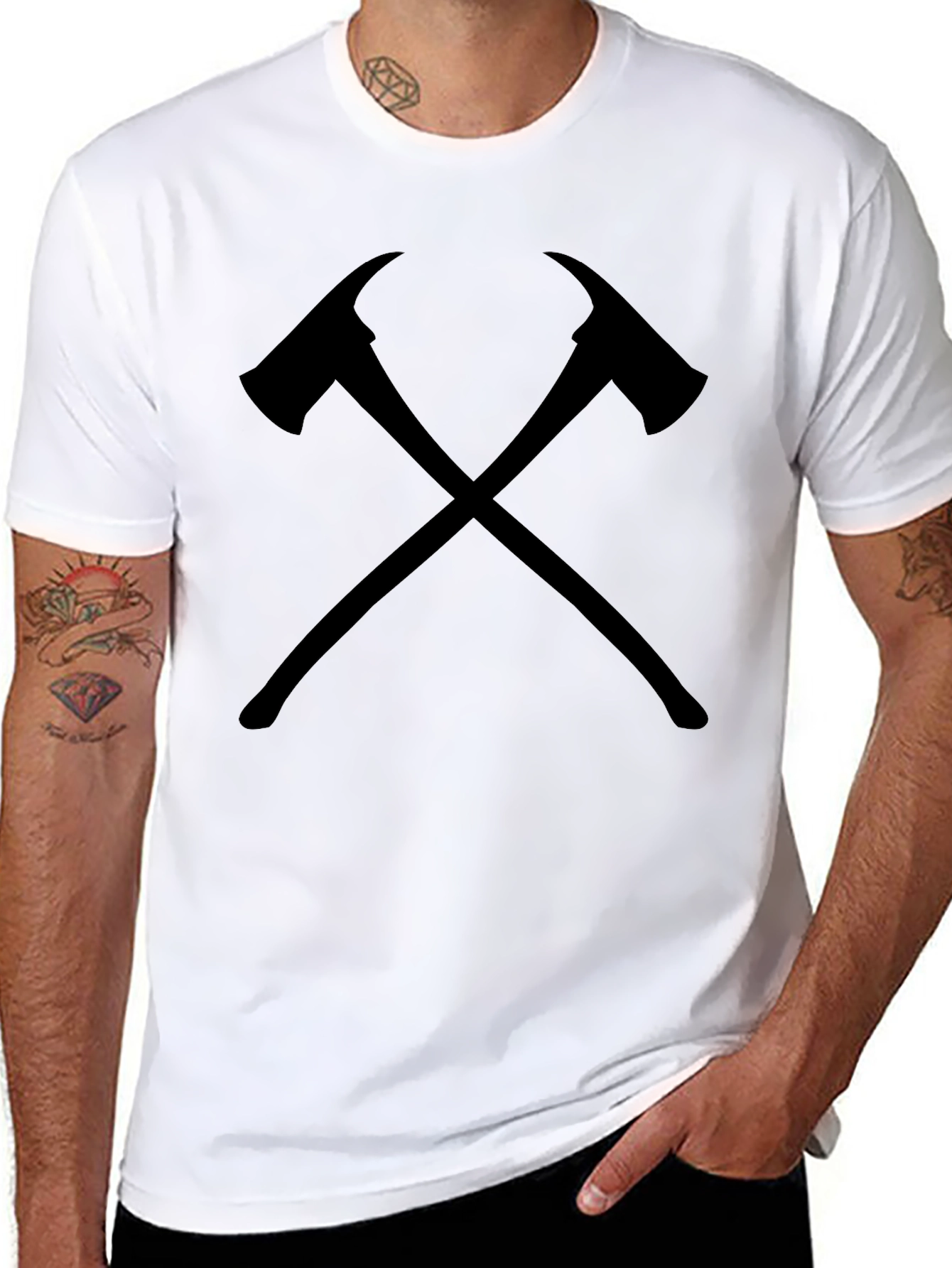 Firefighter Axe Black Graphic Tee Shirt
