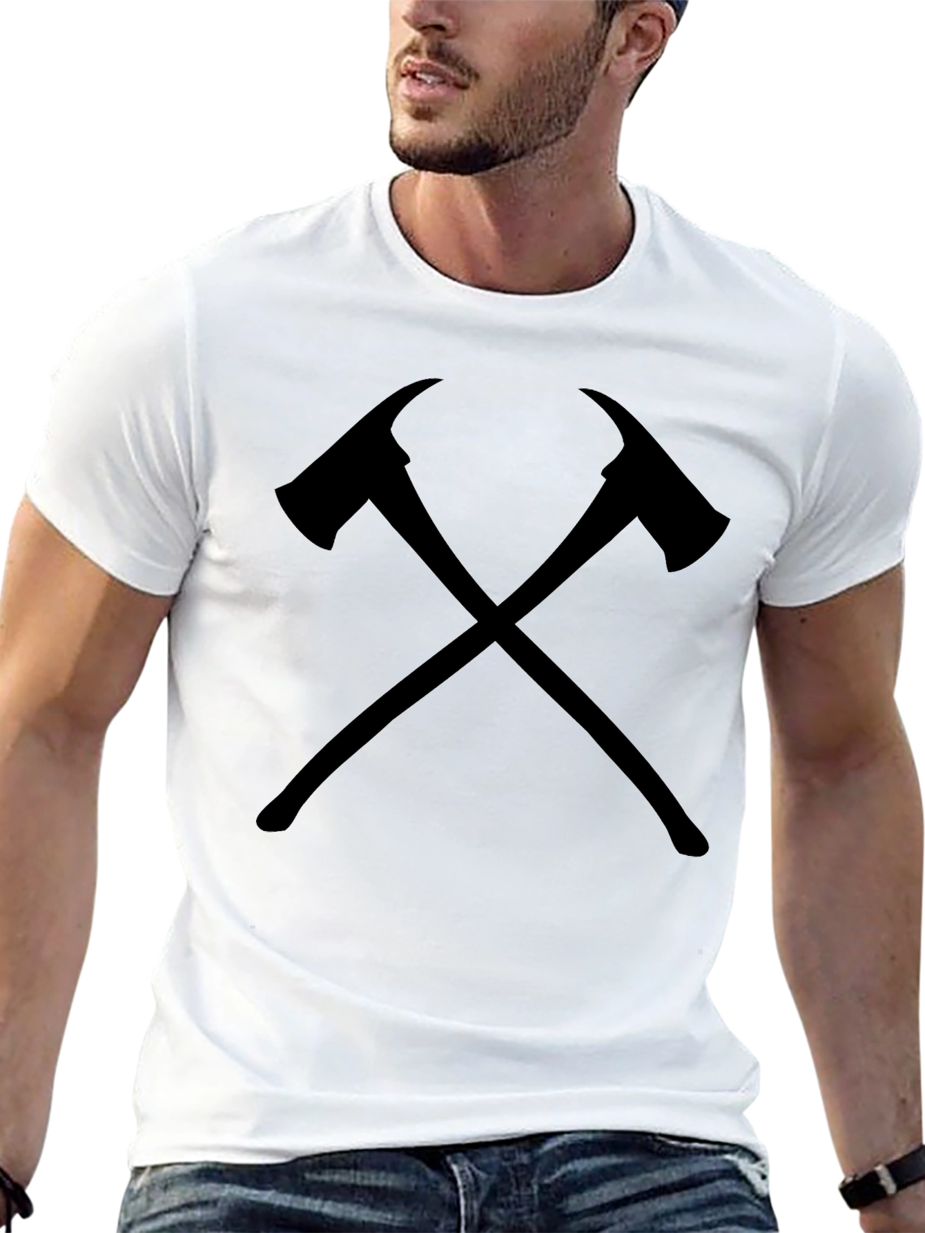 Firefighter Axe Black Graphic Tee Shirt