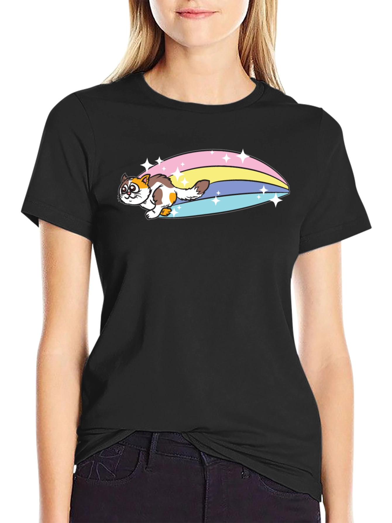 Rainbow Cat T-Shirt - Fun Graphic Tee