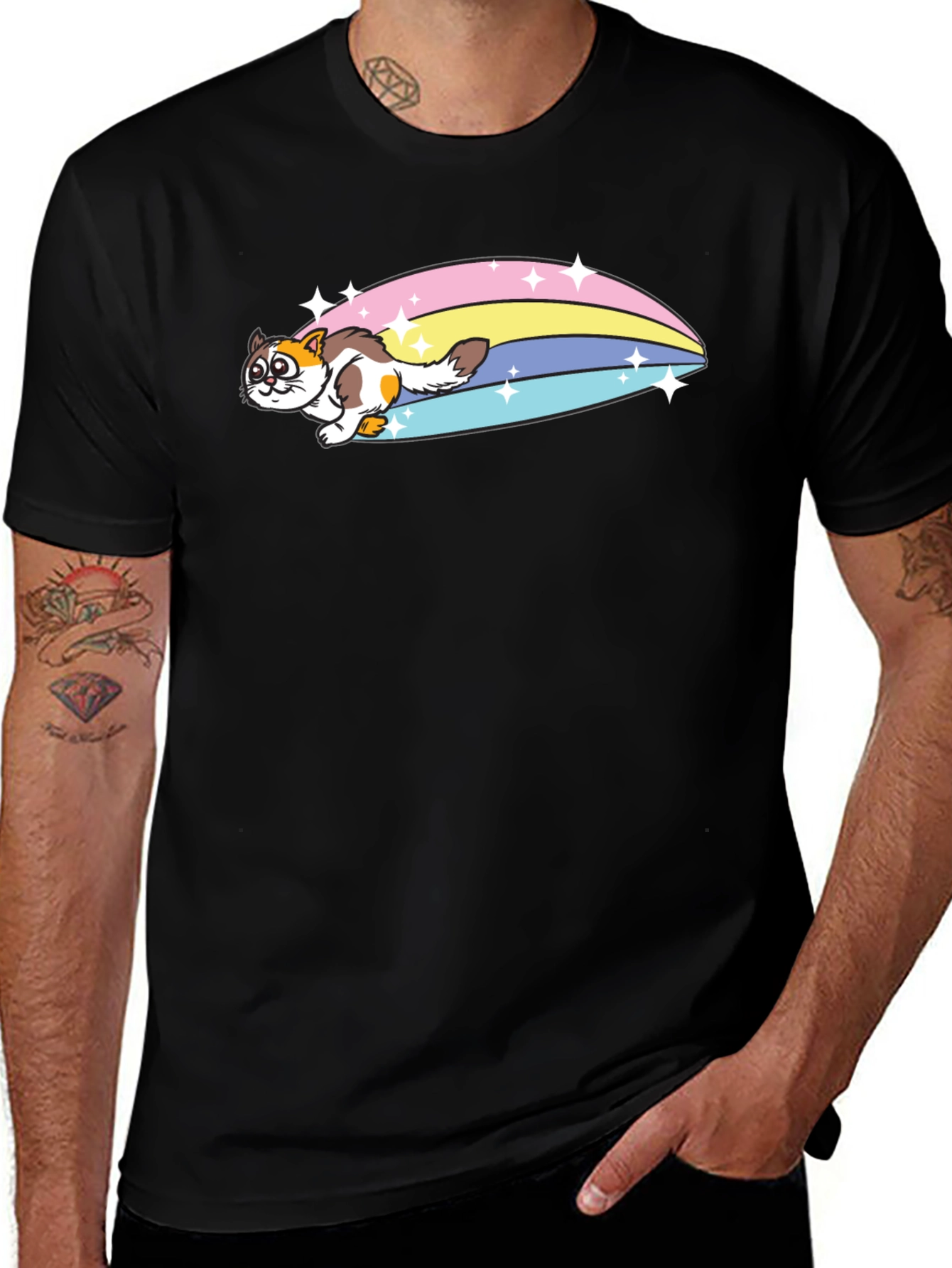 Rainbow Cat T-Shirt - Fun Graphic Tee
