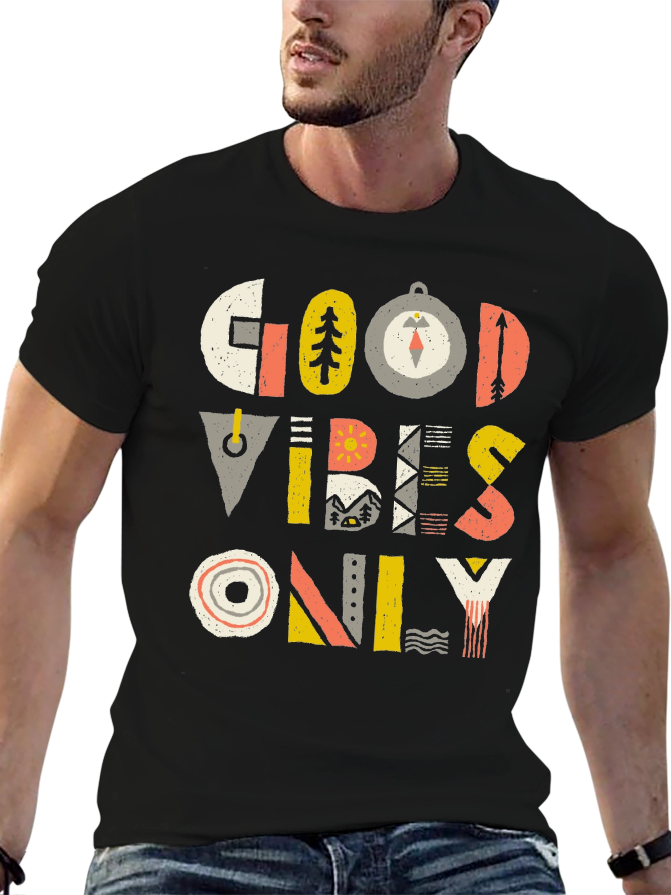 Good Vibes Only Graphic Tee - Mens Black T-Shirt
