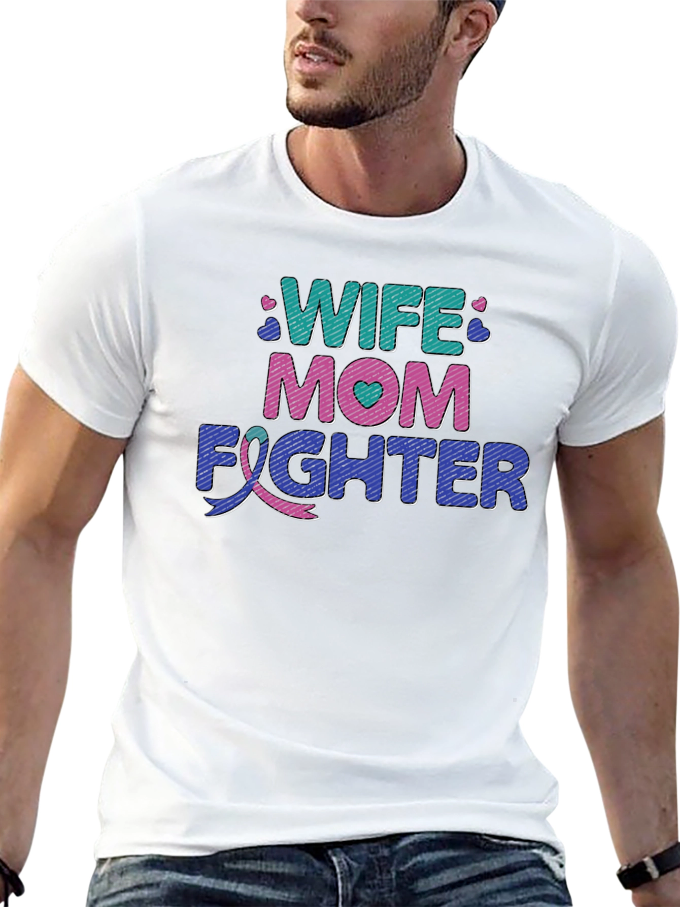 Wife Mom Fighter T-Shirt - Cancer Awareness