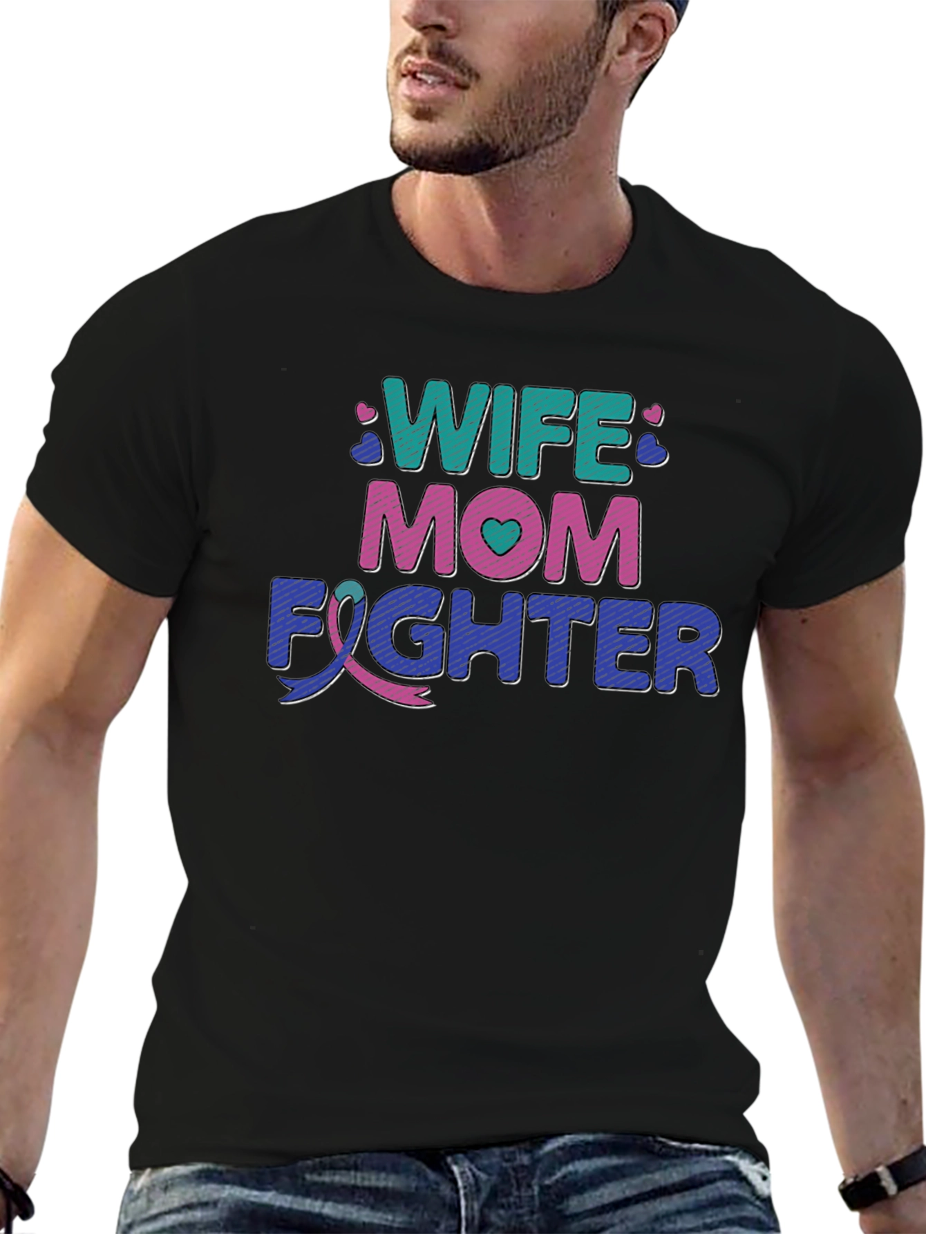 Wife Mom Fighter T-Shirt - Cancer Awareness