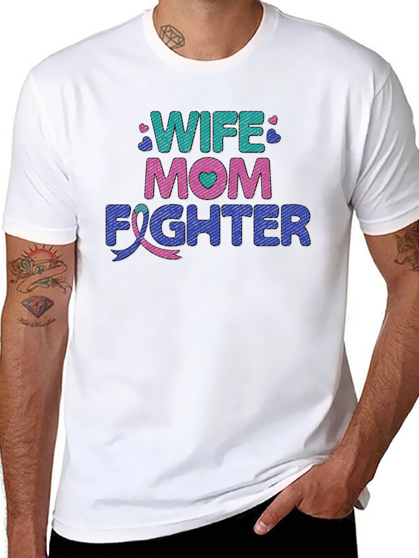 Wife Mom Fighter T-Shirt - Cancer Awareness