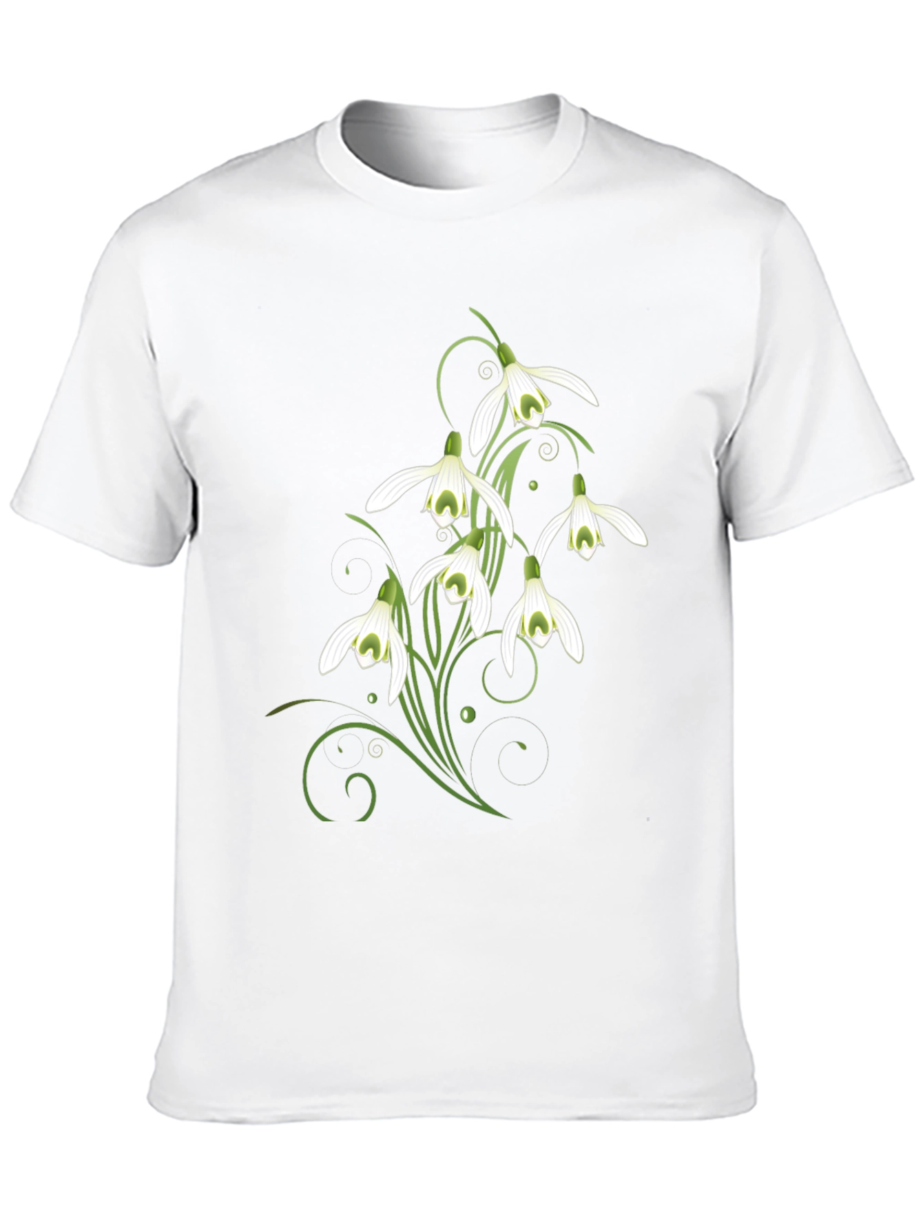 Snowdrop Flower Graphic Print Black T-Shirt
