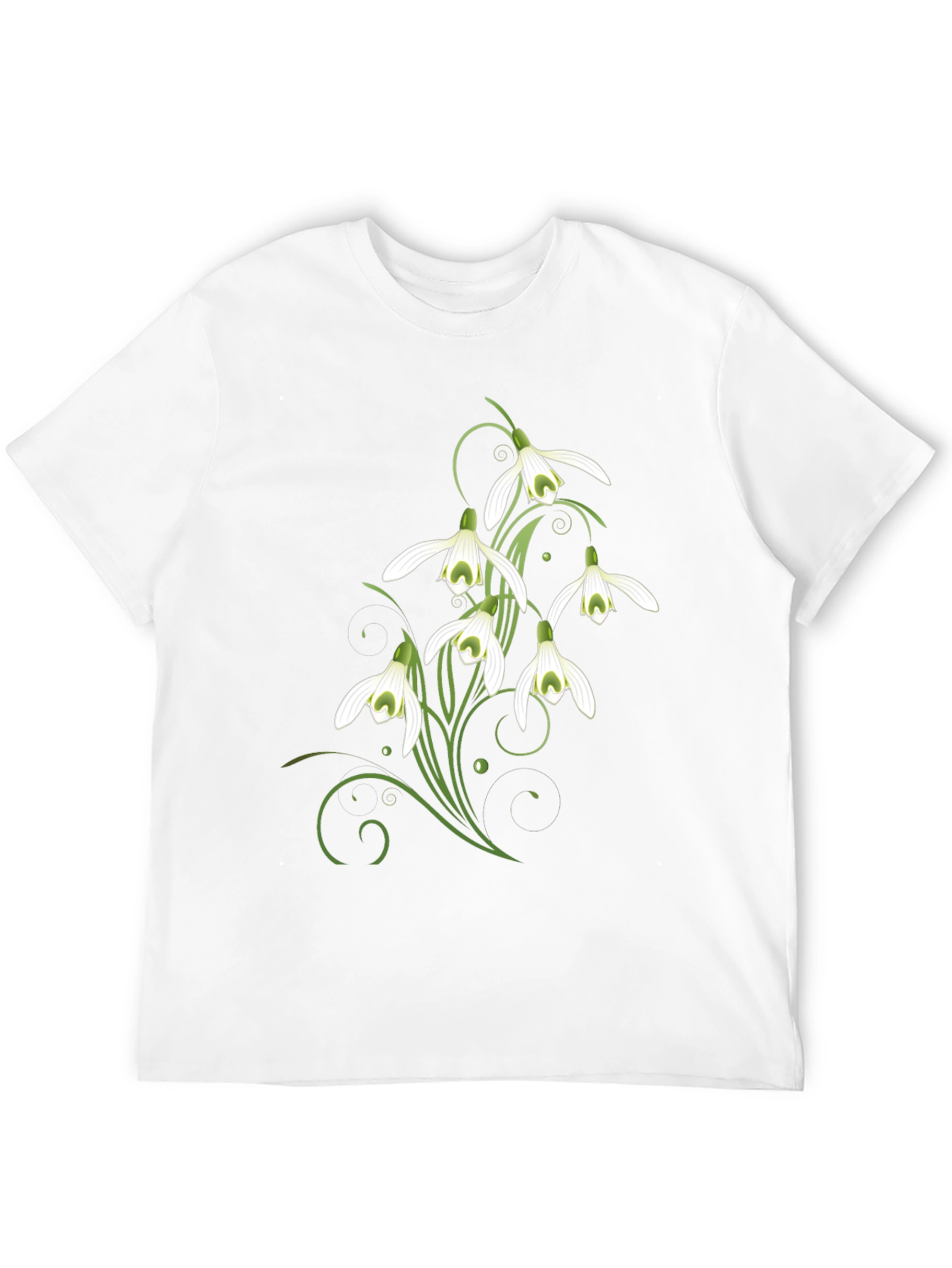 Snowdrop Flower Graphic Print Black T-Shirt
