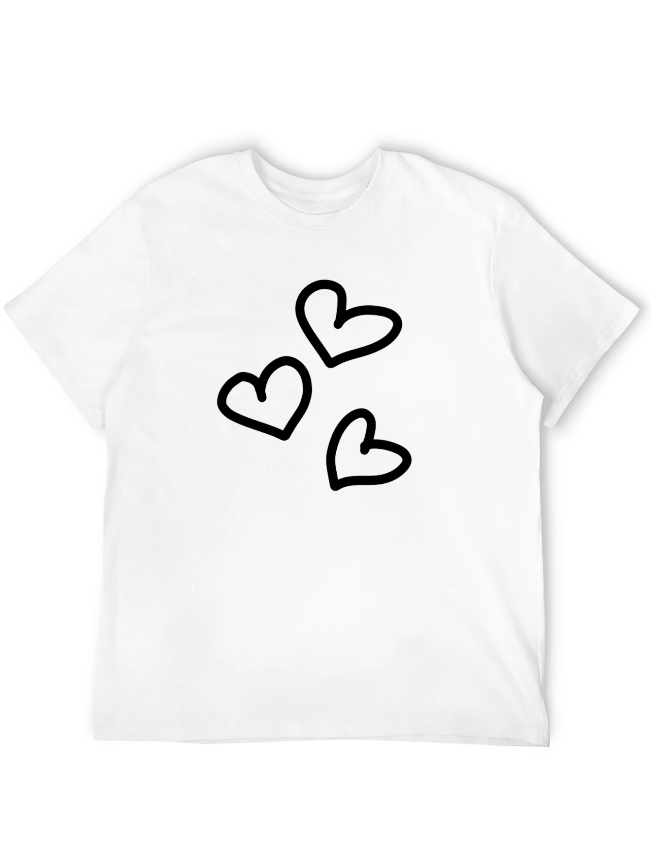 Heart Print Black Crewneck T-Shirt