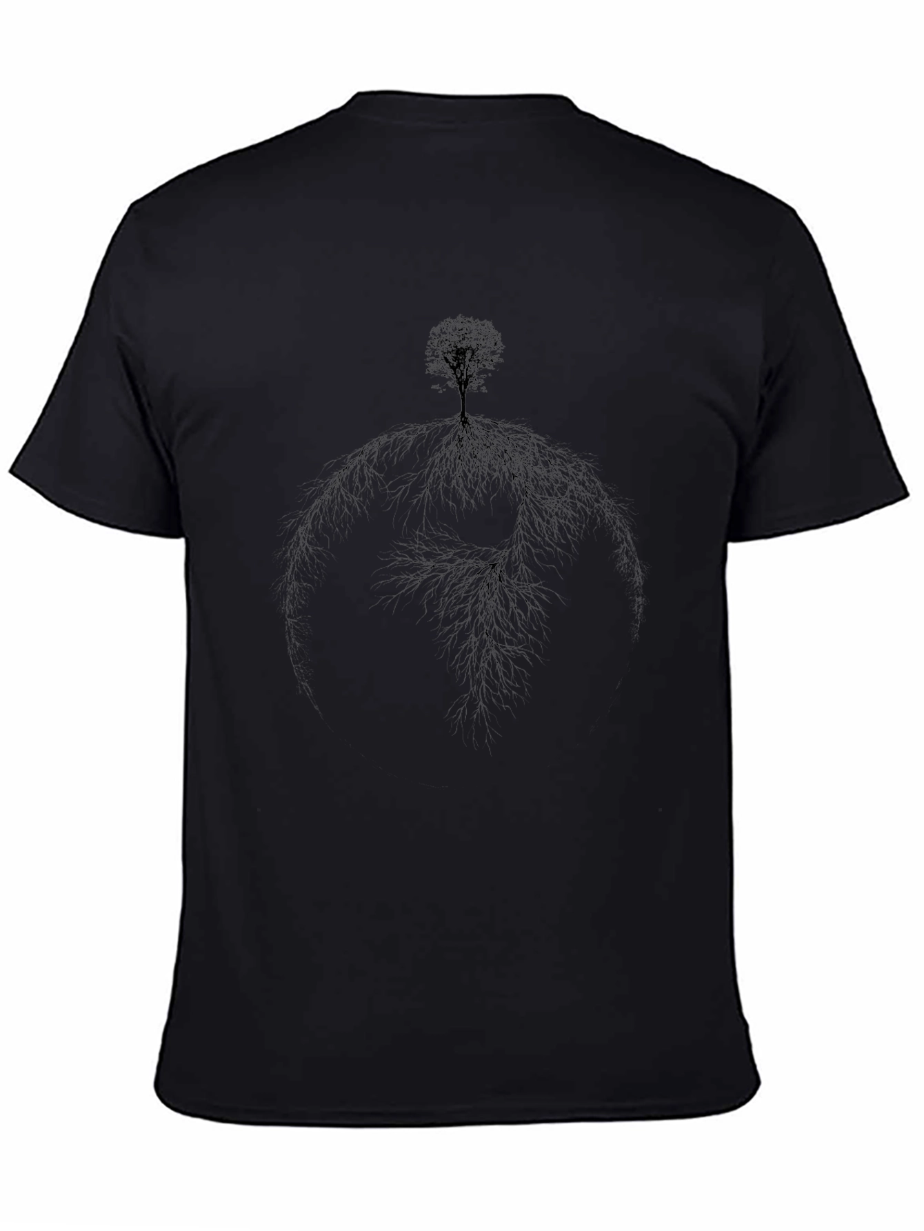 Black Tree Roots Graphic Tee - Nature Inspired Design