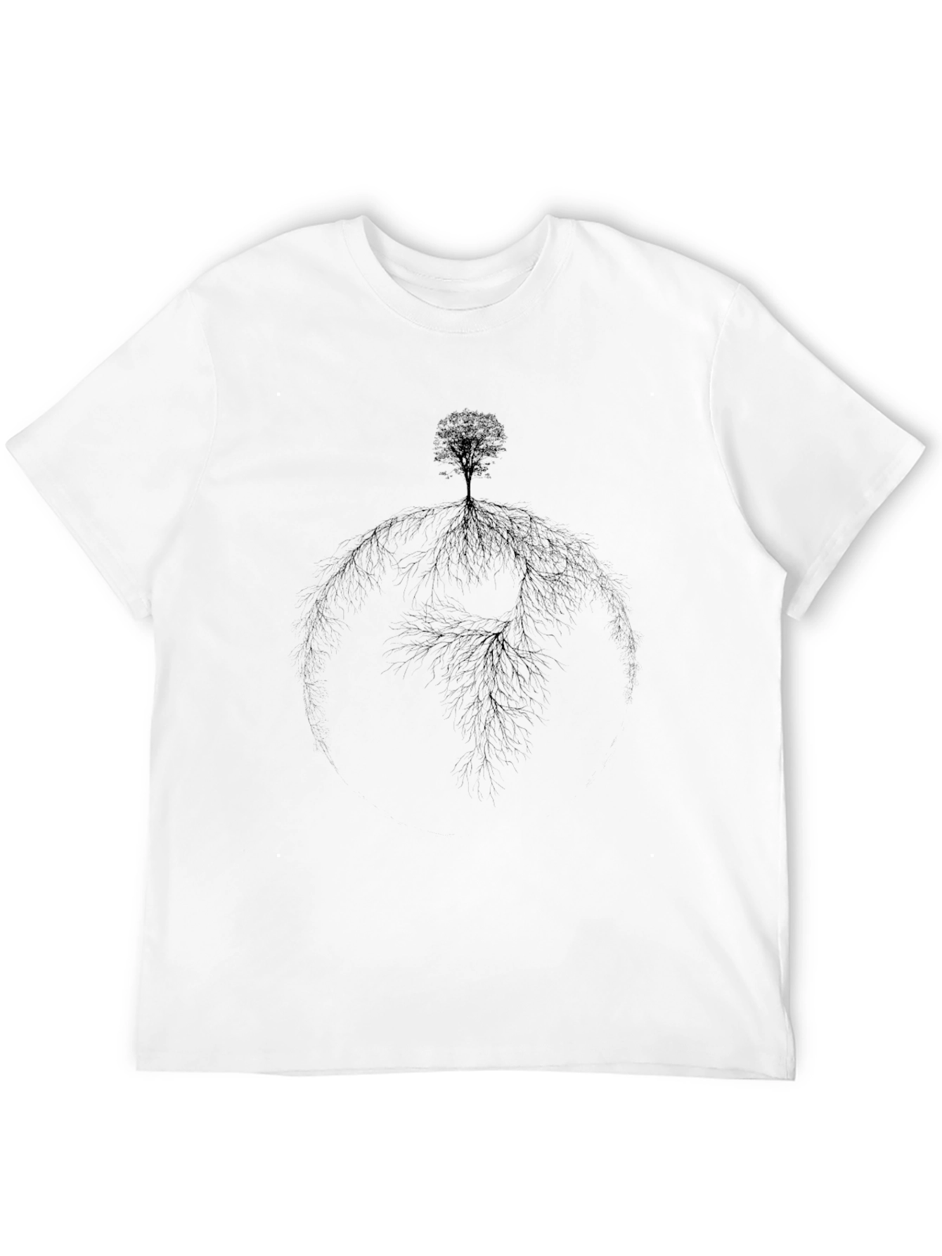 Black Tree Roots Graphic Tee - Nature Inspired Design