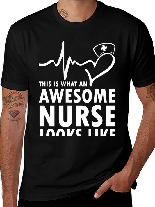 Awesome Nurse T-Shirt - Heartbeat Design