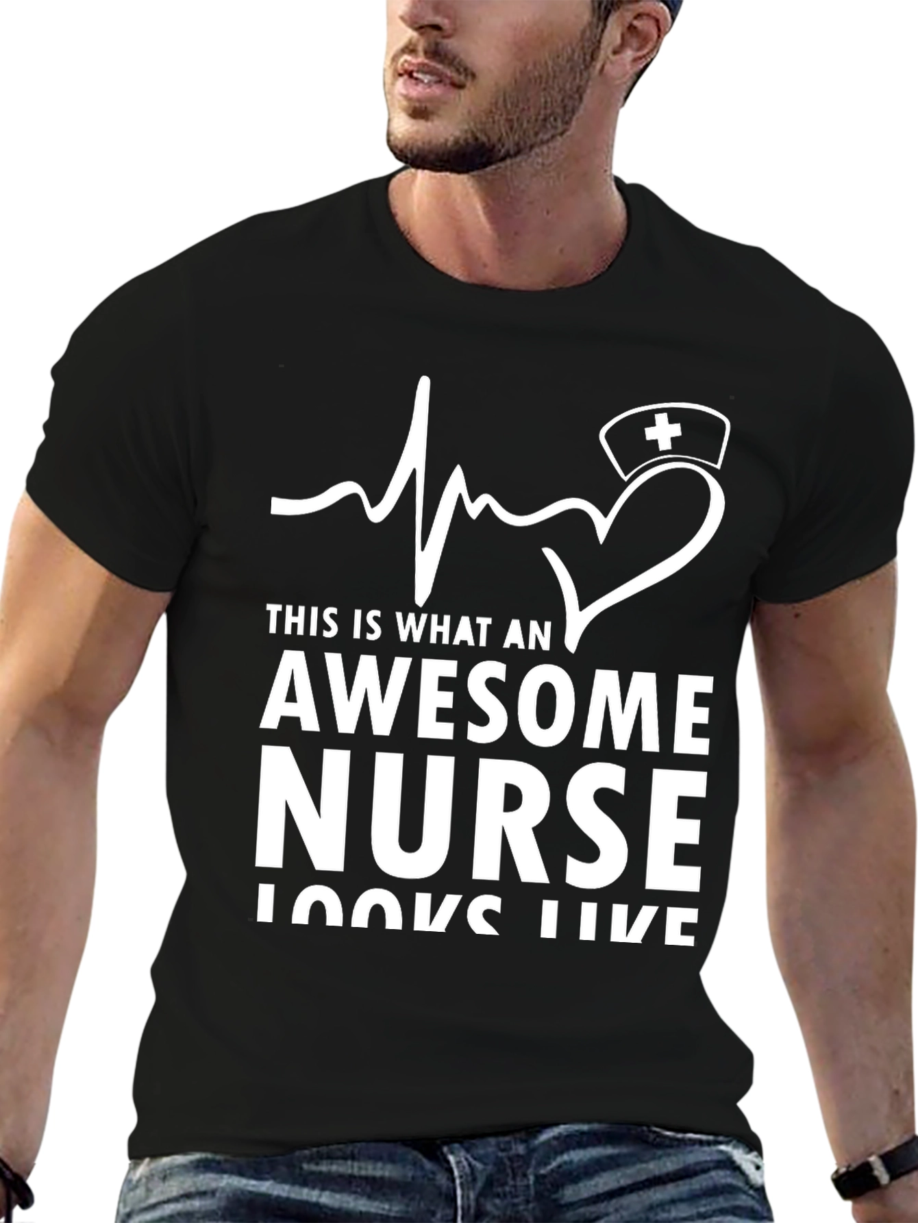 Awesome Nurse T-Shirt - Heartbeat Design