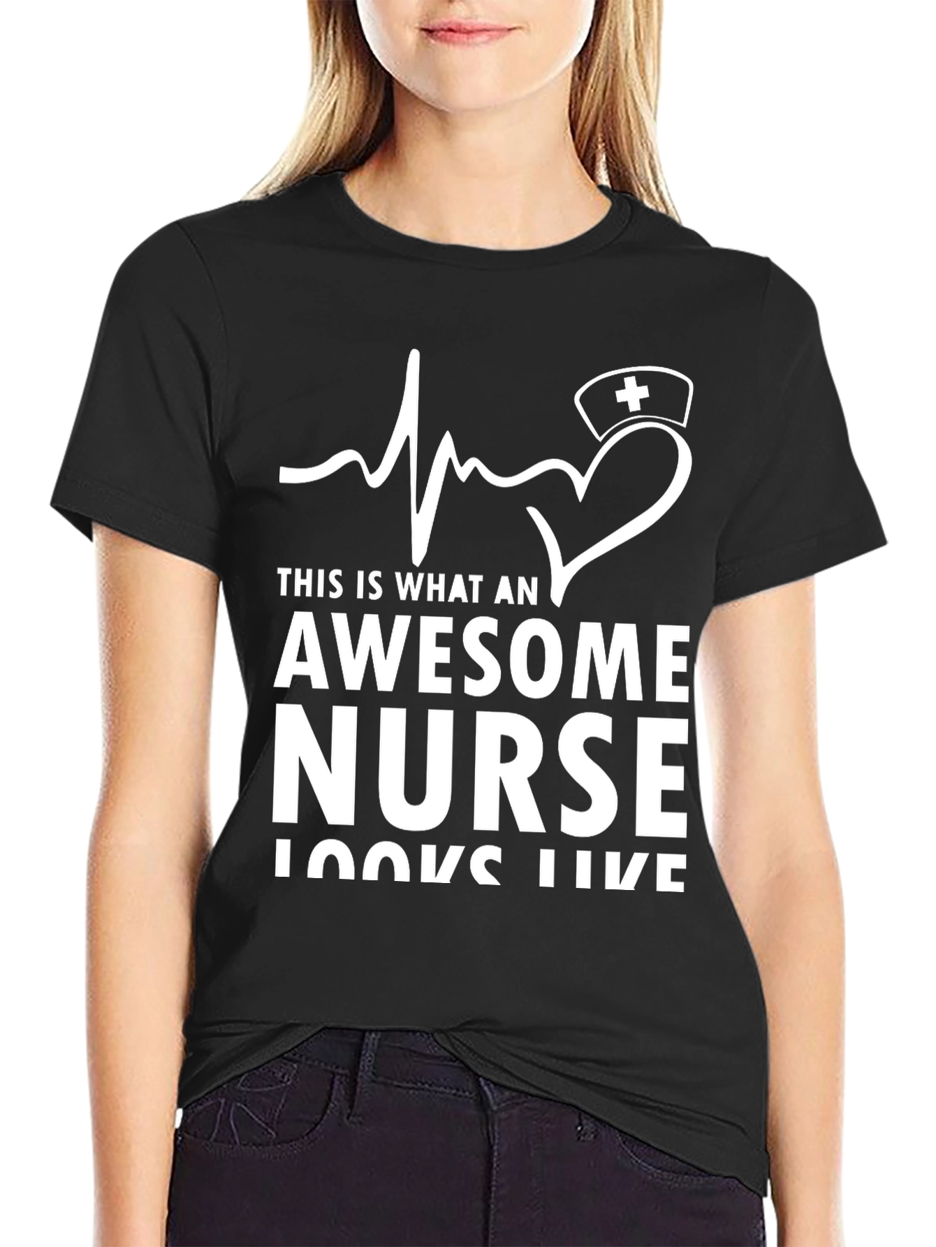 Awesome Nurse T-Shirt - Heartbeat Design