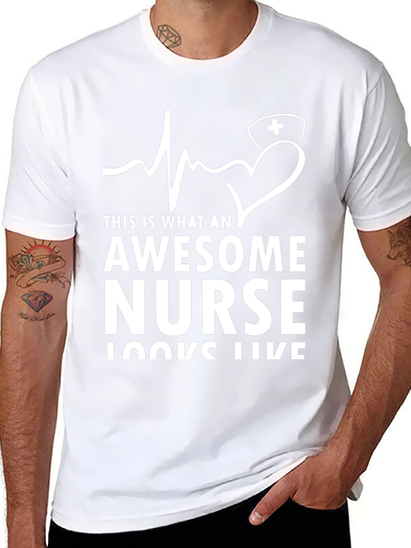 Awesome Nurse T-Shirt - Heartbeat Design