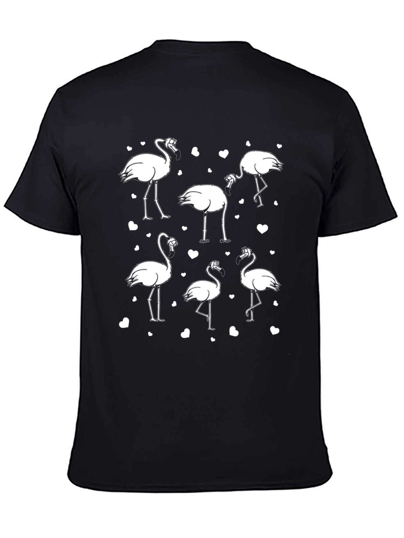 Black Flamingo Heart Graphic Tee for Men
