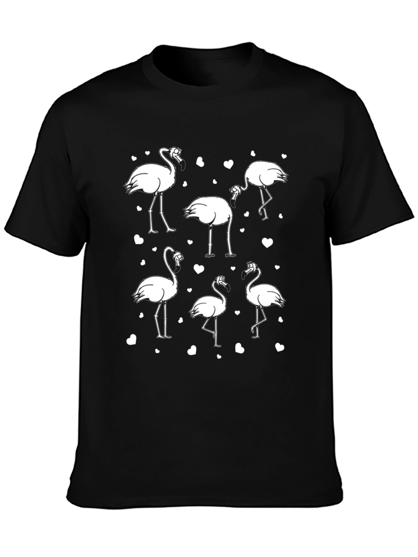 Black Flamingo Heart Graphic Tee for Men