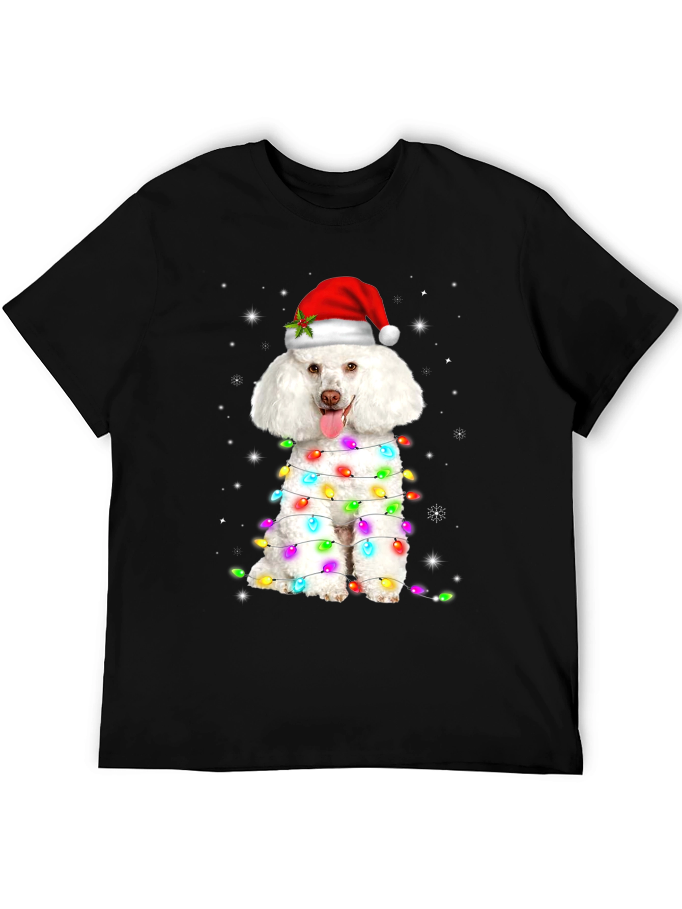 Festive Poodle Christmas Lights T-Shirt