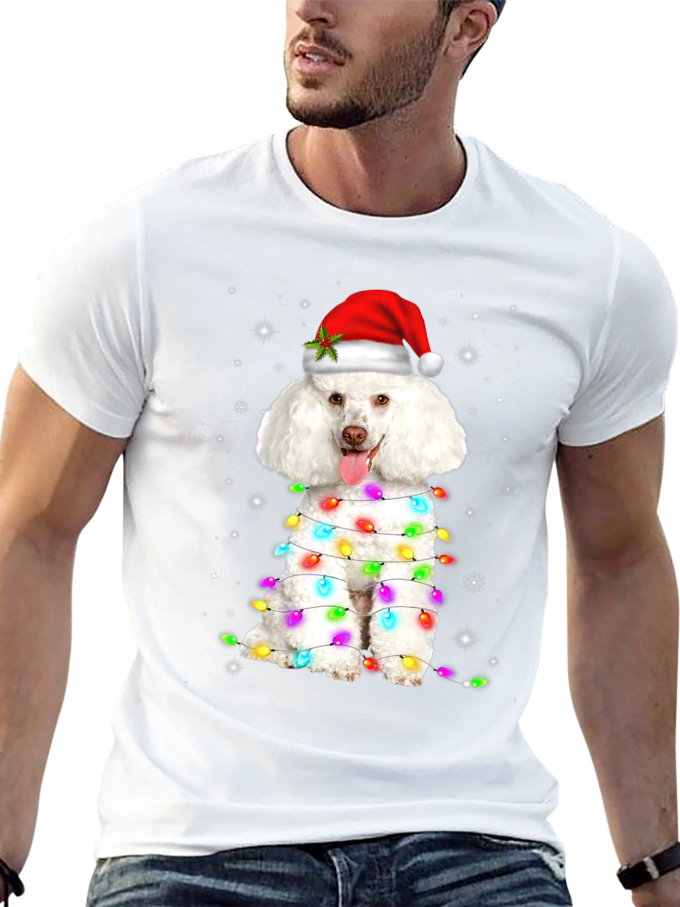 Festive Poodle Christmas Lights T-Shirt
