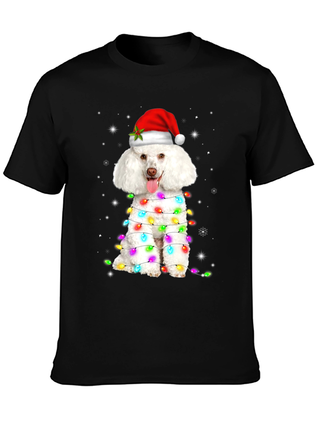 Festive Poodle Christmas Lights T-Shirt